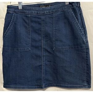 Prana Skirt 6 Blue Stretch Denim Side Zip Kara Mini